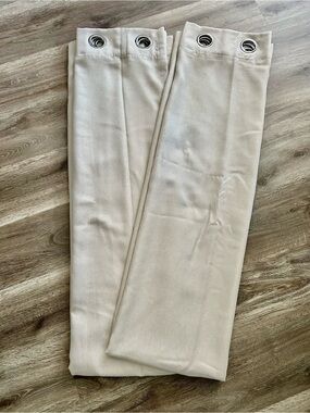 Lot 2 Tommy Hilfiger Room Darkening Grommet Curtain Ivory Panels 48” x 84”